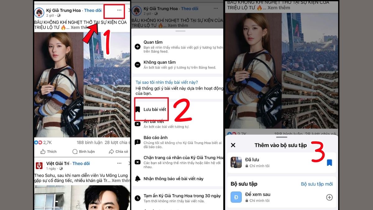 Cách lưu bài viết trên Facebook về điện thoại
