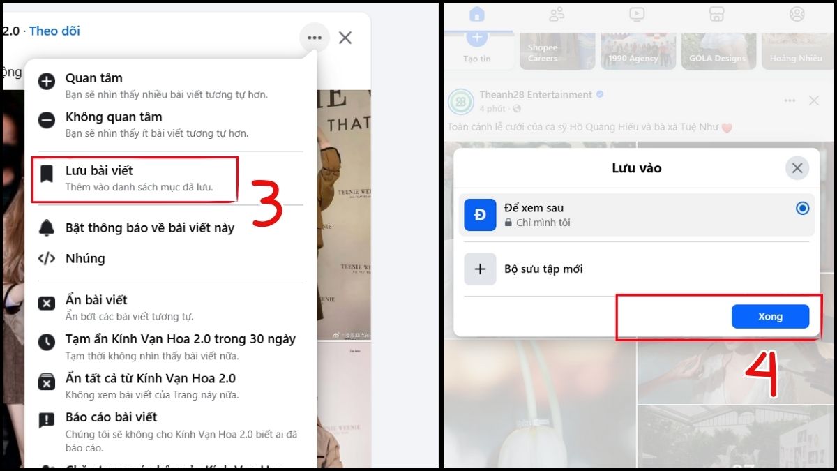 Cách lưu bài viết trên Facebook về máy tính - bước 3