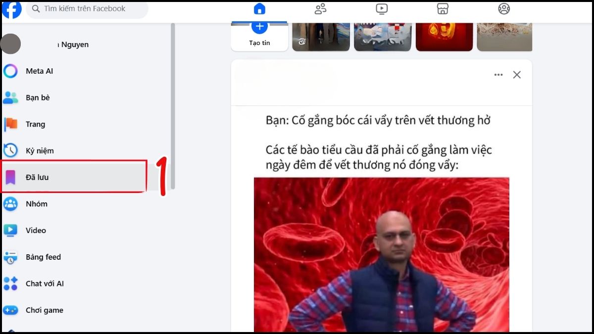 Cách quản lý bài viết đã lưu trên Facebook tạo bồ sưu tập - bước 1
