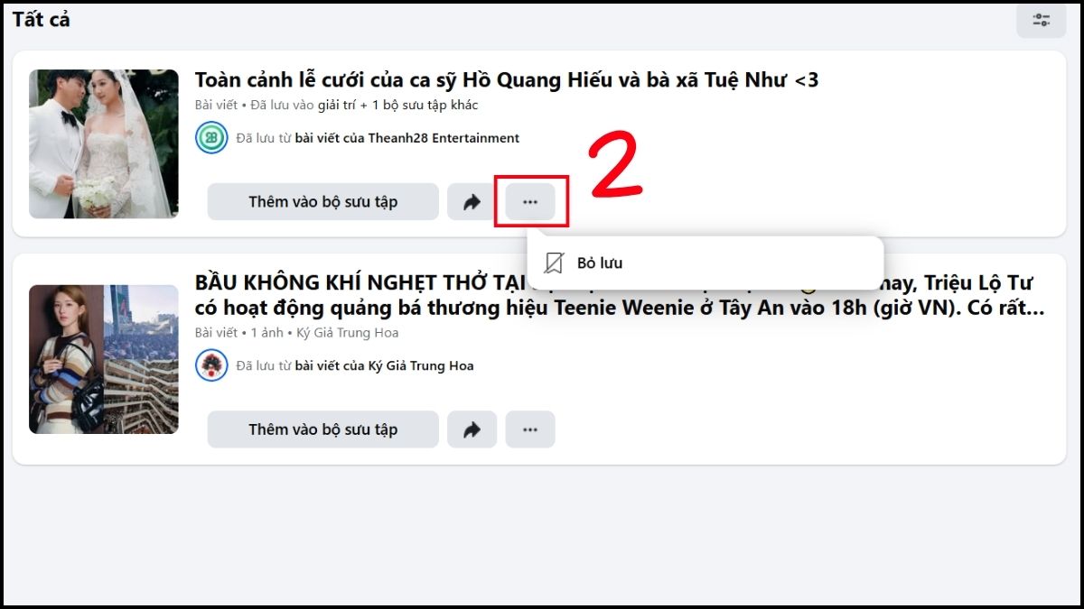 Cách quản lý bài viết đã lưu trên Facebook xóa bài viết đã lưu- bước 2