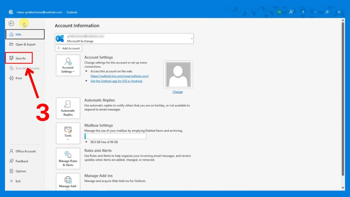 Lưu email outlook dưới dạng HTML - bước 12