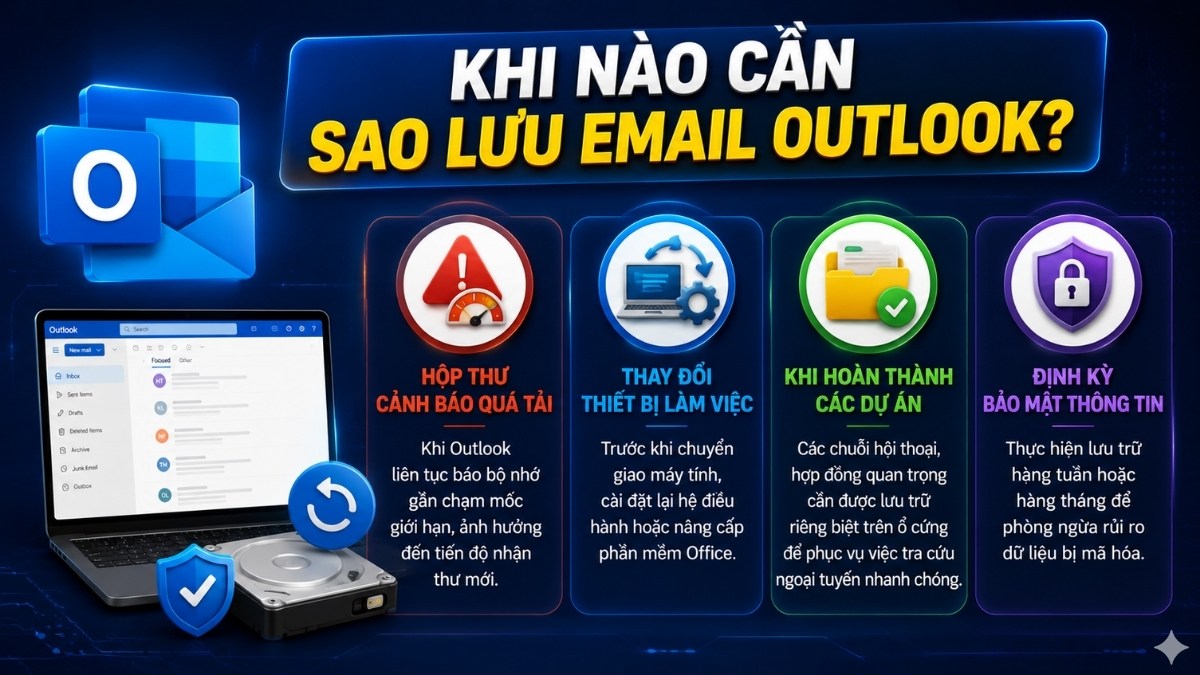 Khi nào cần sao lưu email Outlook?