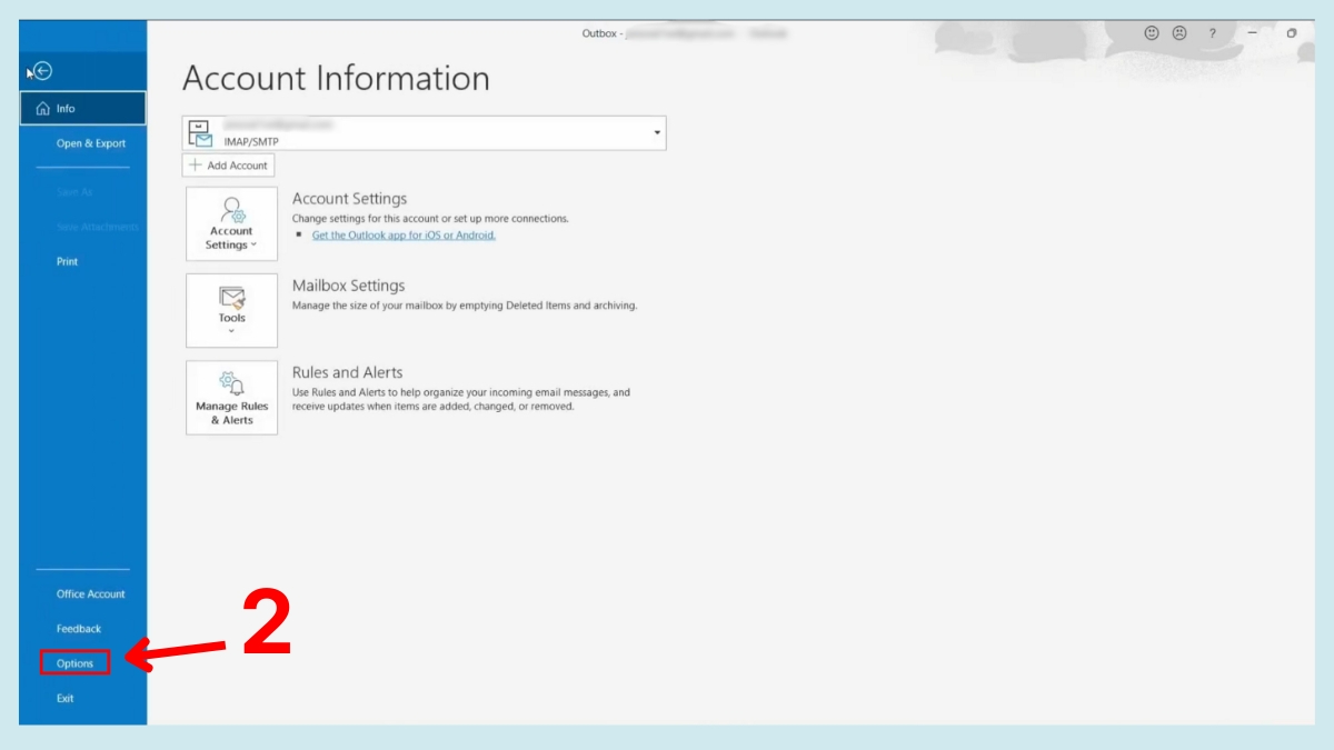 Cách lưu email Outlook khi bị đầy bằng file PST - bước 1 .1