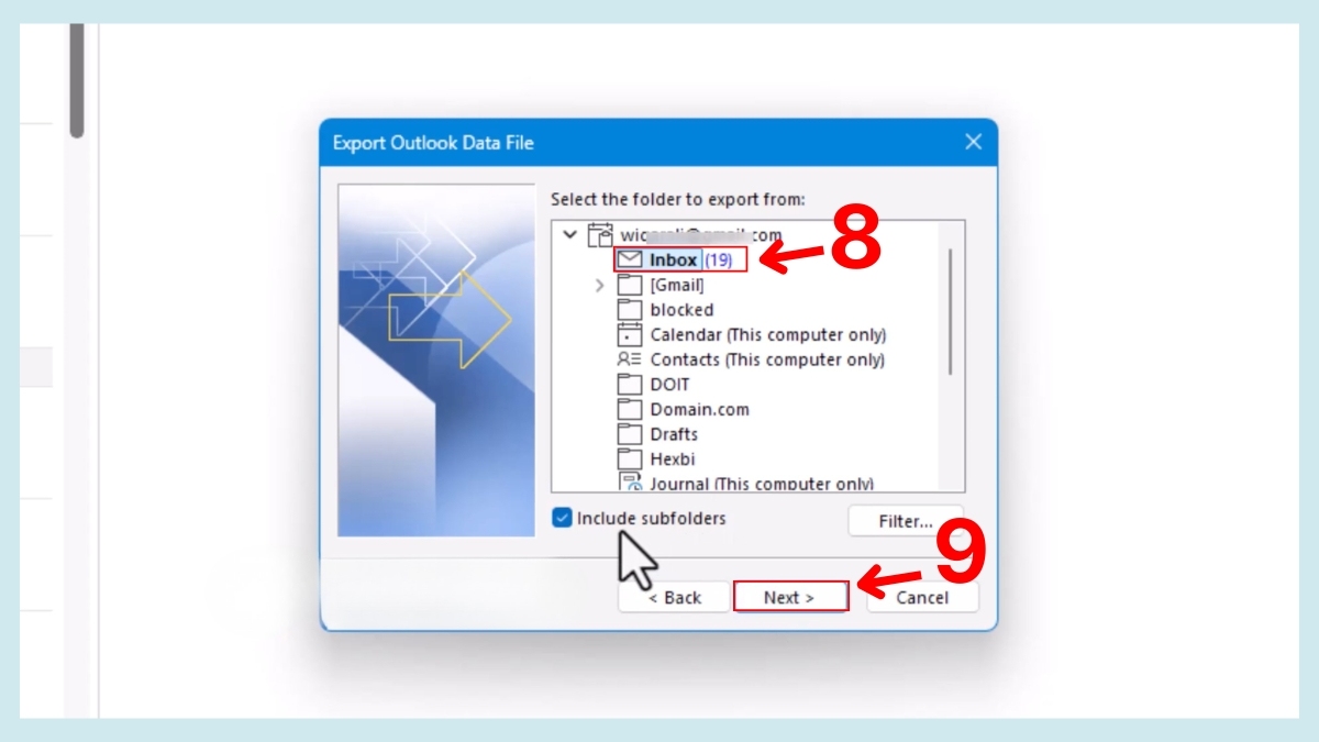 Xuất và sao lưu email Outlook từ OST sang tệp PST - bước 3