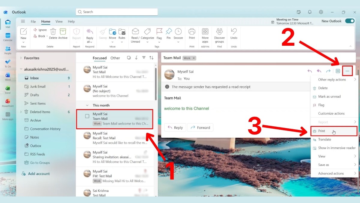 Lưu email Outlook dưới dạng PDF - bước 1