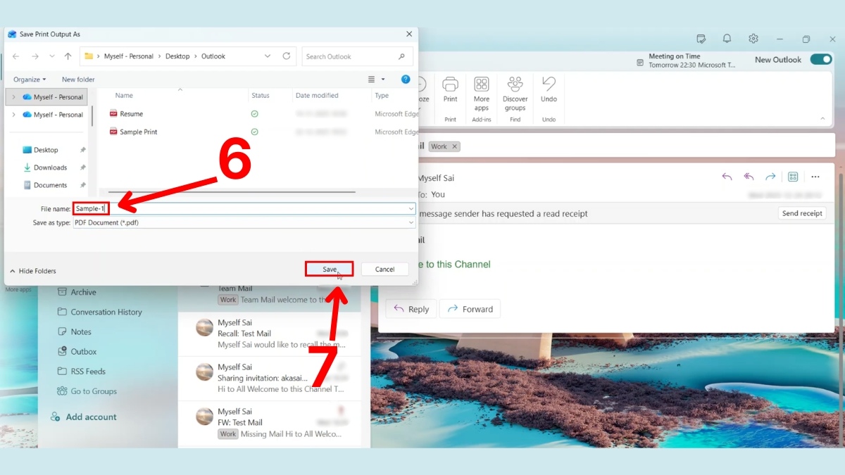 Lưu email Outlook dưới dạng PDF - bước 3