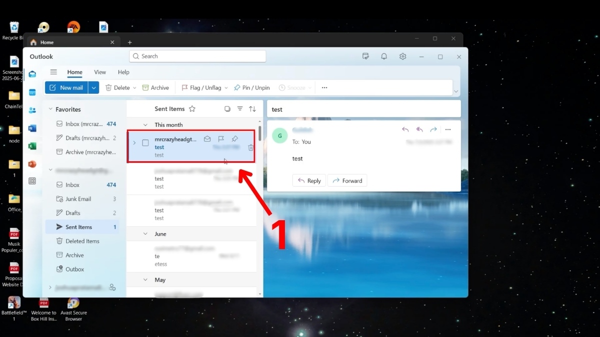 Lưu email outlook dưới dạng MSG - bước 1