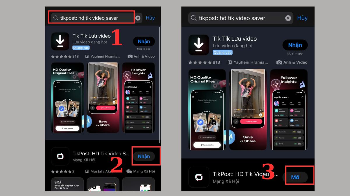 Tải lưu video tiktok không có logo TikPost: HD Tik Video Saver - bước 1
