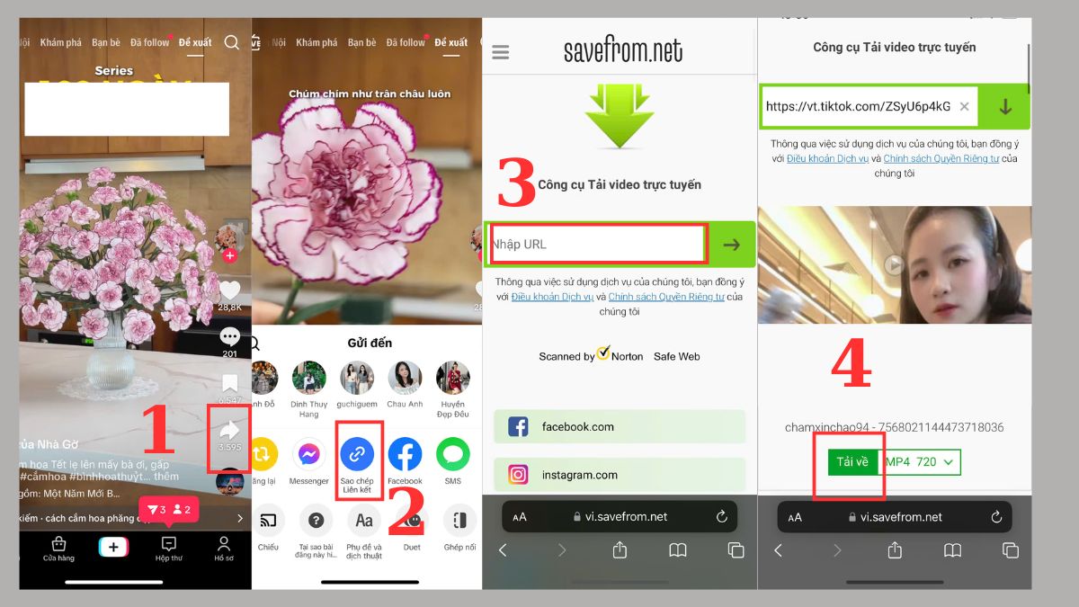 Tải video trên TikTok không dính logo bằng Savefrom.net