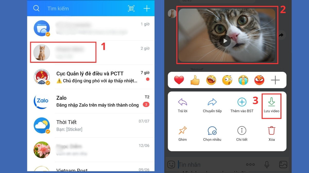 Cách tải video Zalo từ tin nhắn trò chuyện