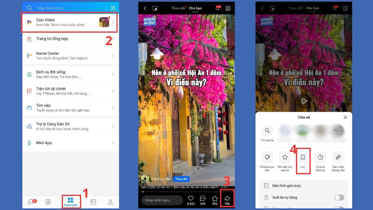 Cách lưu video từ Zalo Livestream và Zalo Video