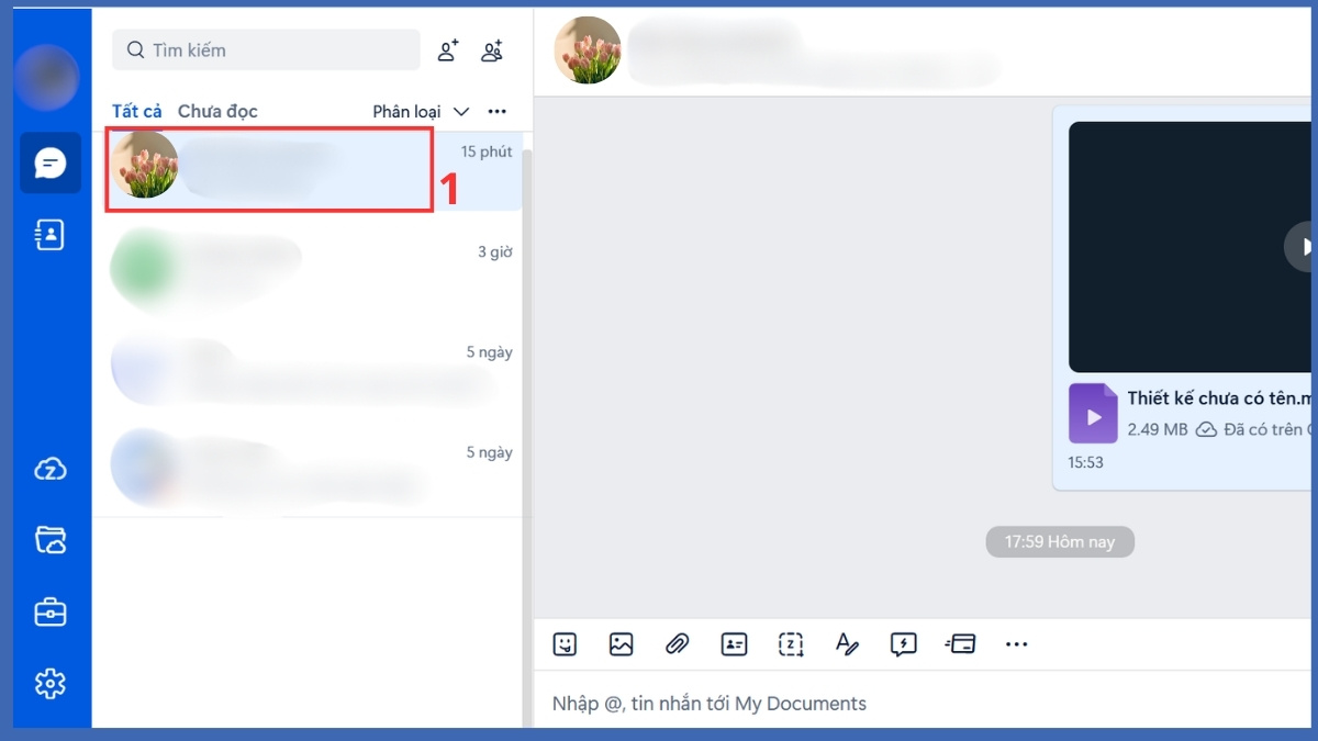 Cách lưu video trên Zalo về máy tính - bước 1