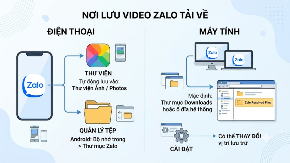 Thư mục lưu video Zalo trên điện thoại, máy tính ở đâu?