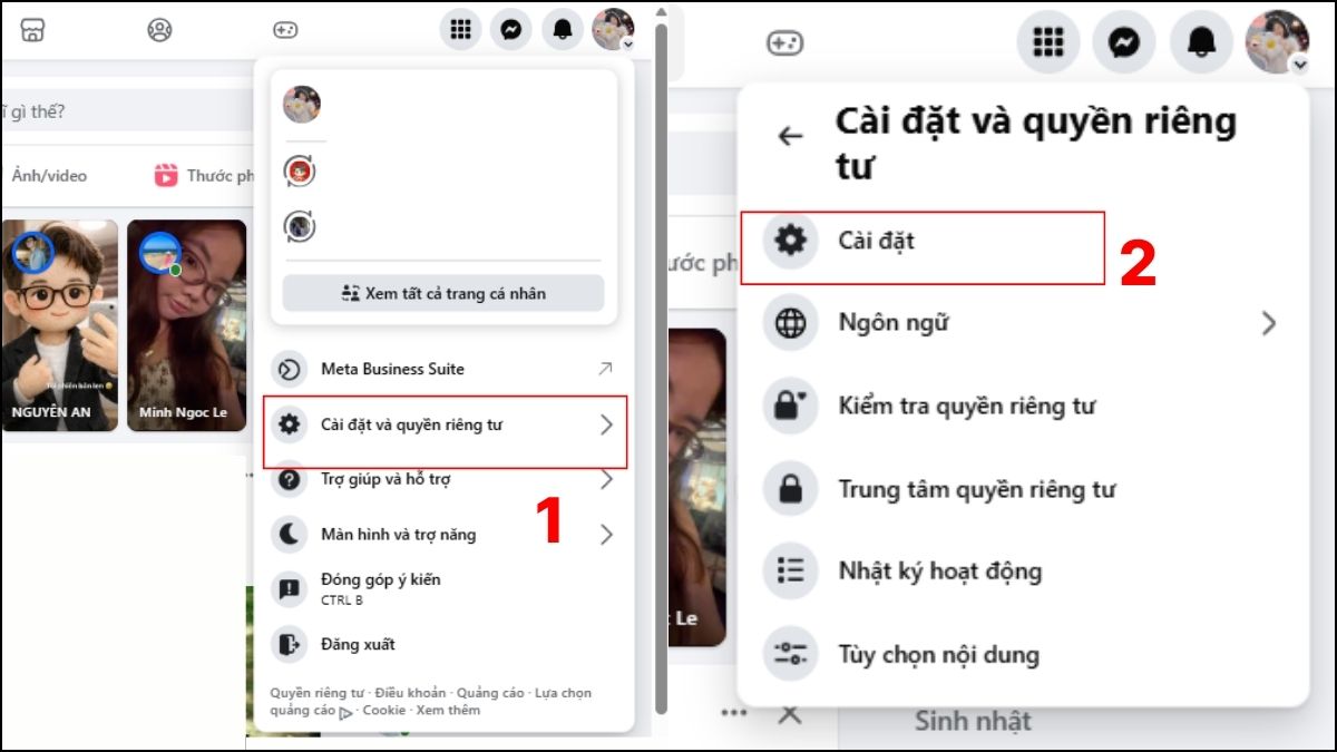 Mở thông báo sinh nhật trên Facebook bằng máy tính - bước 1