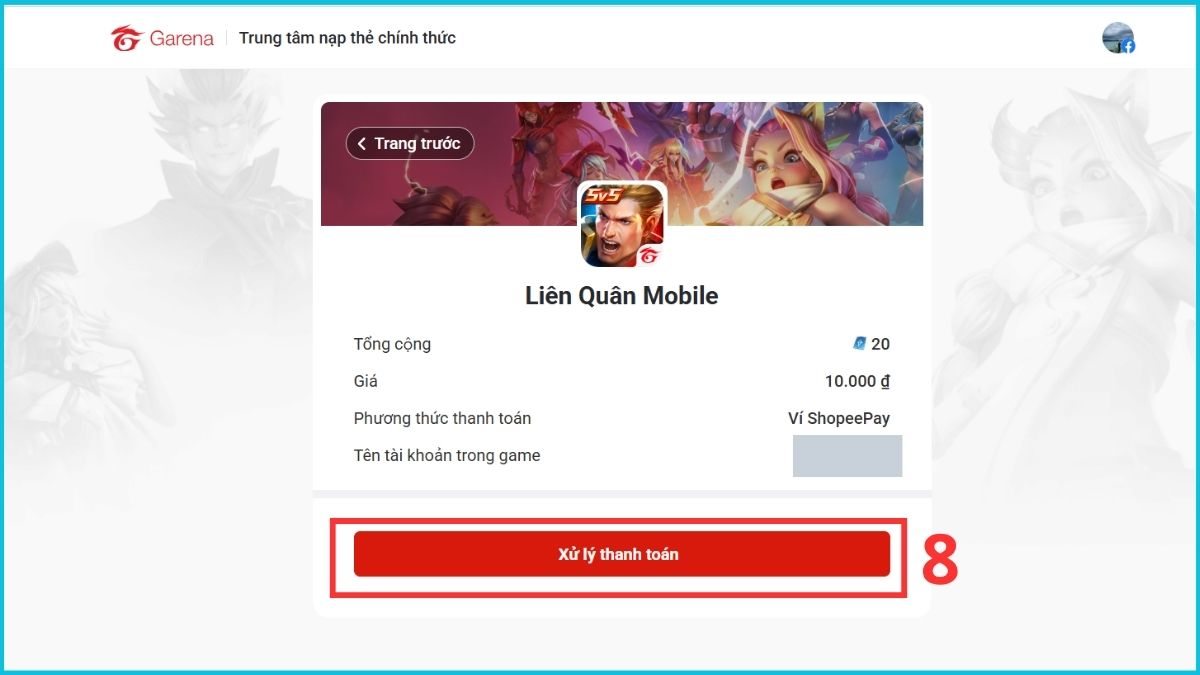 Cách mua thẻ Garena bằng SPayLater trả sau - bước 8