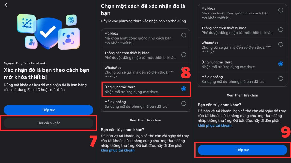 Cách phê duyệt đăng nhập Facebook trên thiết bị khác qua app xác thức - bước 2.2