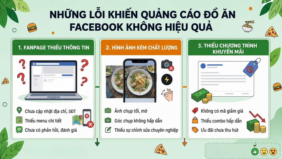 Những lỗi khiến quảng cáo đồ ăn Facebook không hiệu quả