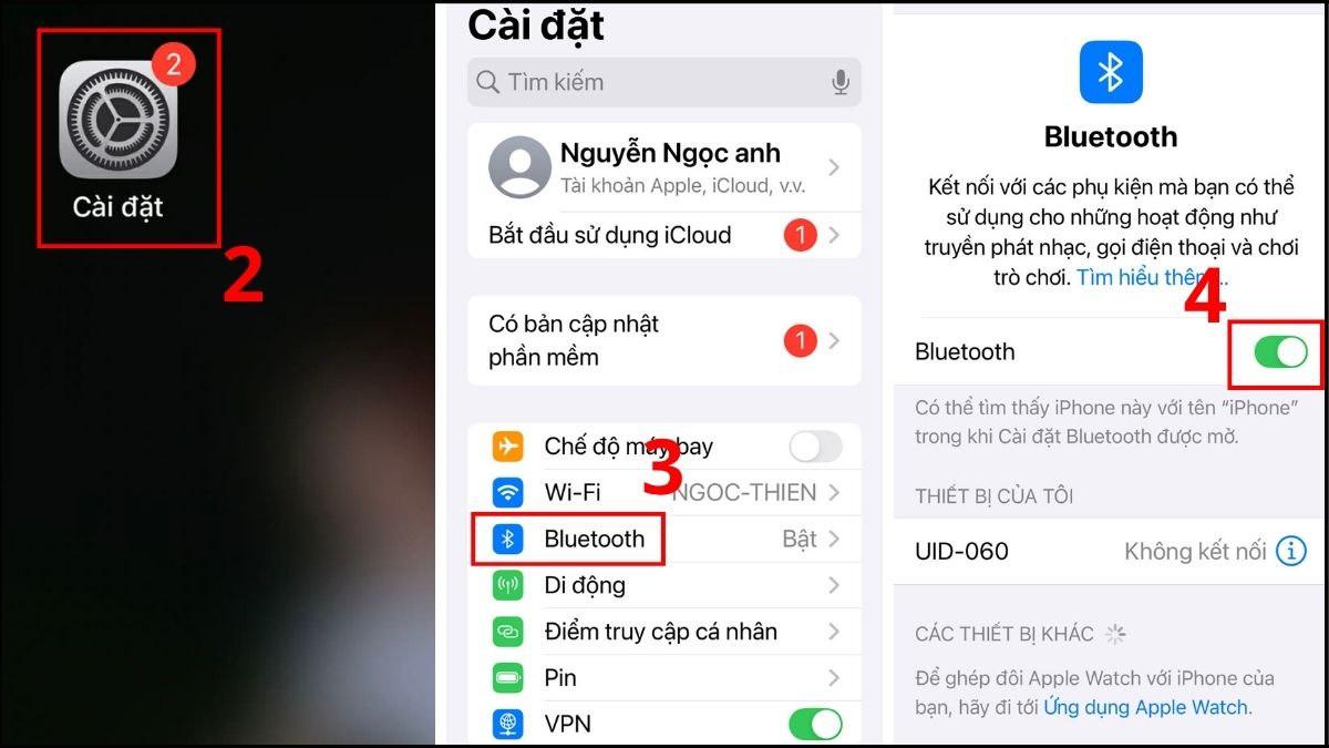 Cách kết nối lại AirPods 3 sau khi đã reset - bước 2