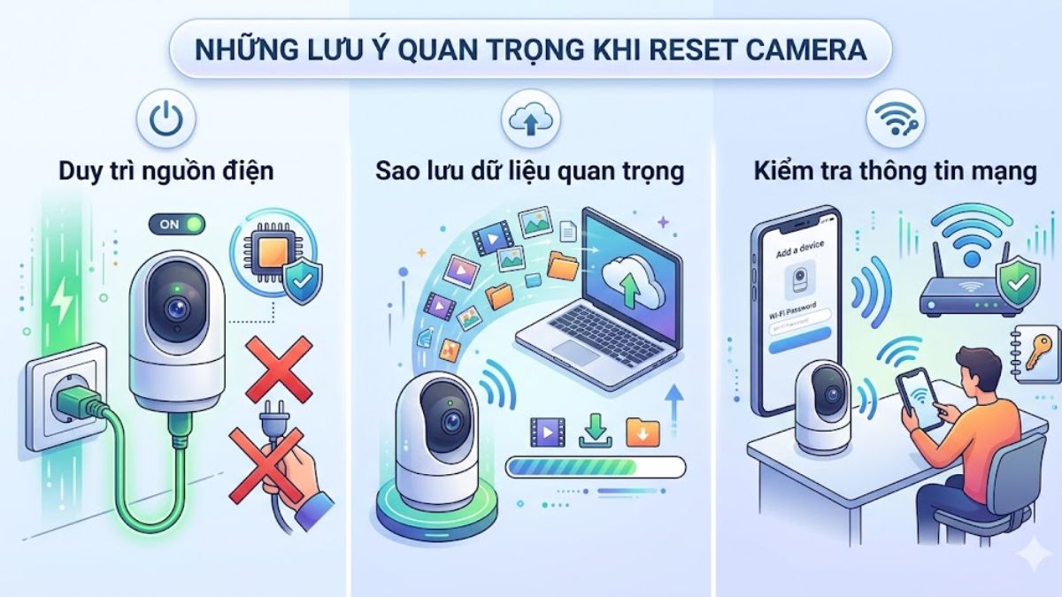 Những lưu ý khi reset camera