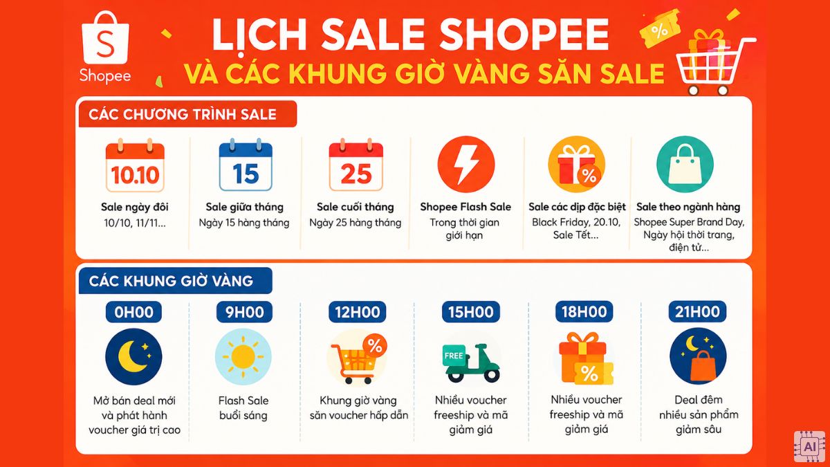 Lịch sale Shopee và các khung giờ vàng săn sale