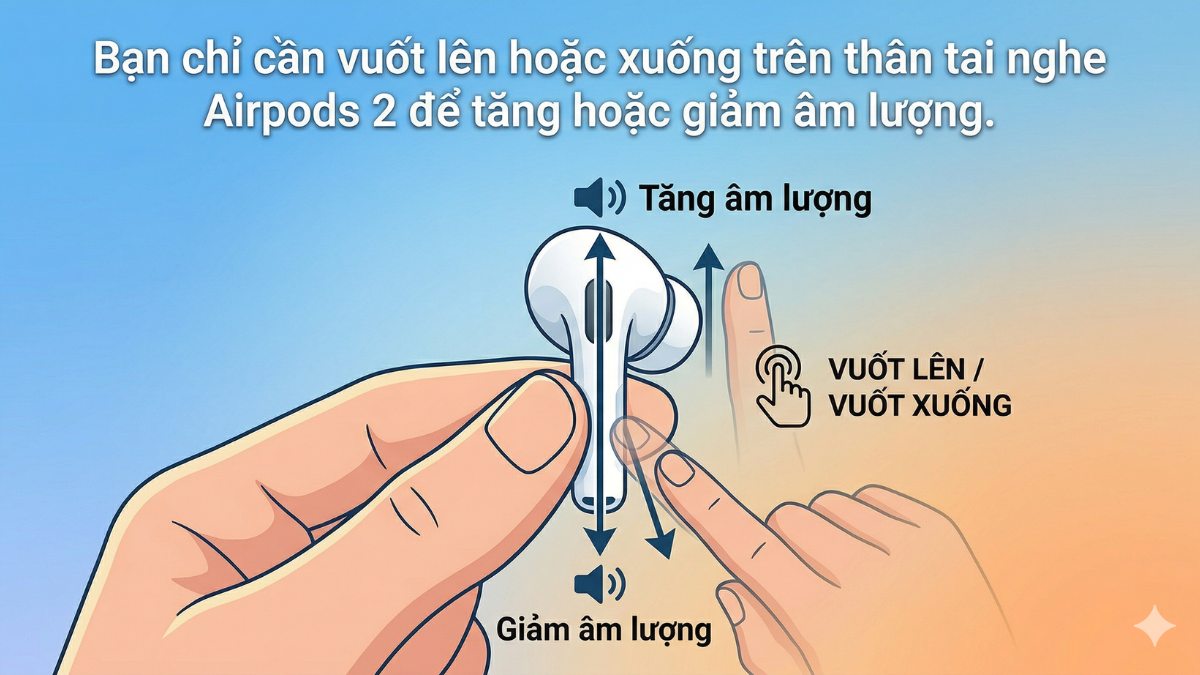 Các thao tác điều khiển cơ bản trên AirPods Pro 2 - cách tăng giảm âm lượng