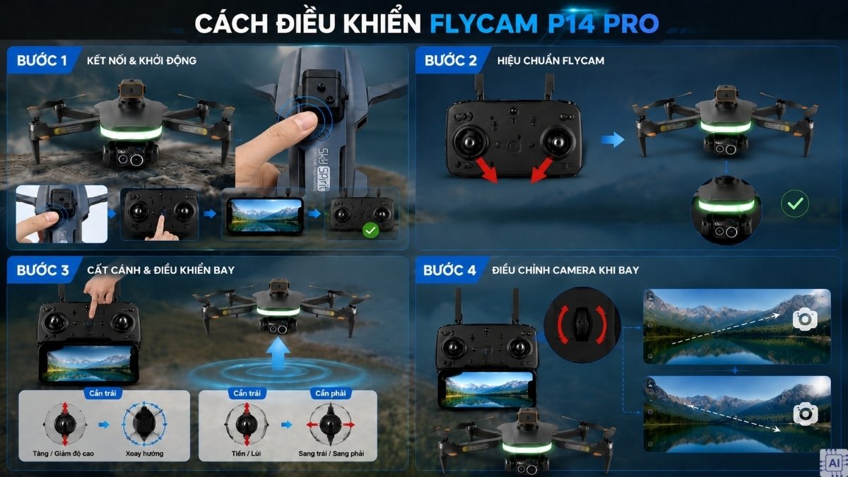 Cách điều khiển flycam P14 Pro