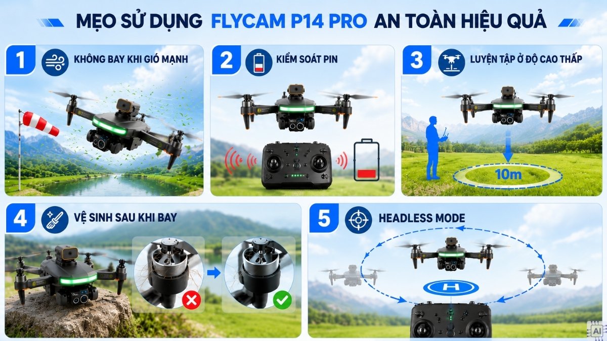 Mẹo sử dụng flycam P14 Pro an toàn hiệu quả