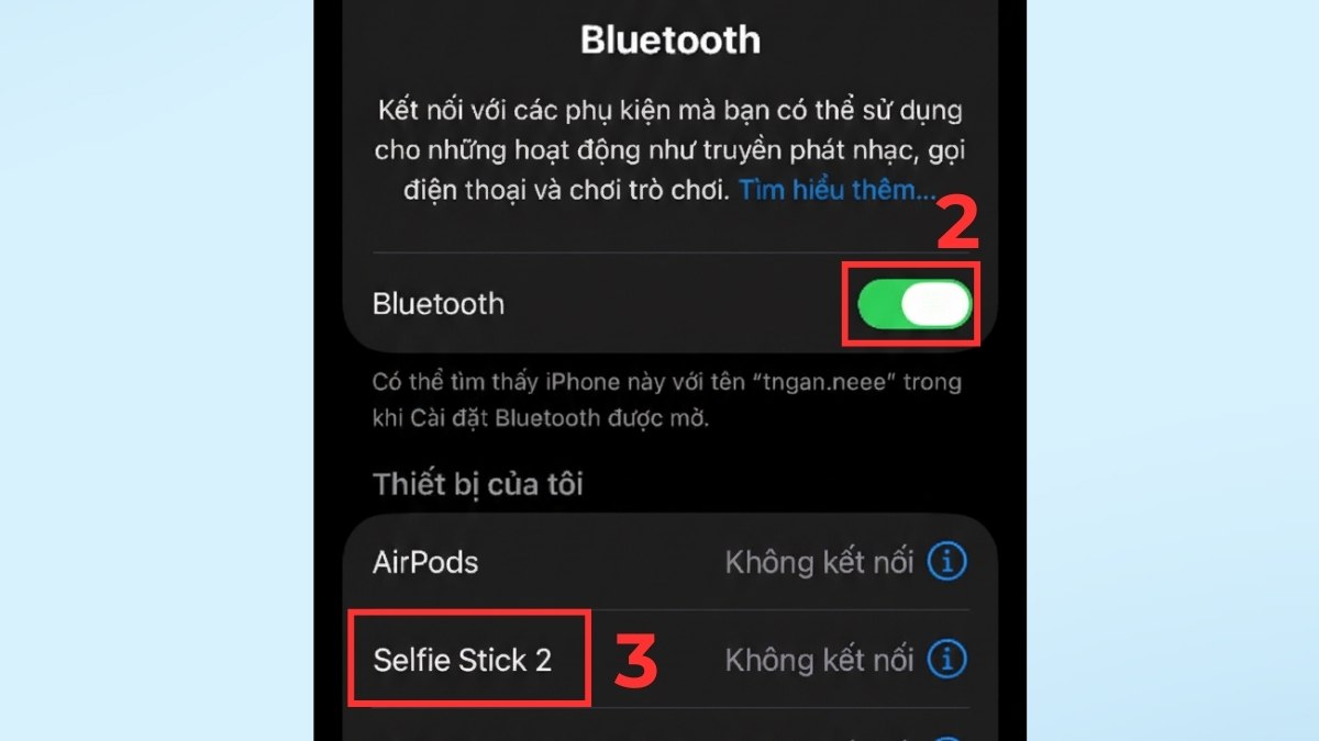 Cách sử dụng gậy chụp ảnh không dây bluetooth - bước 2