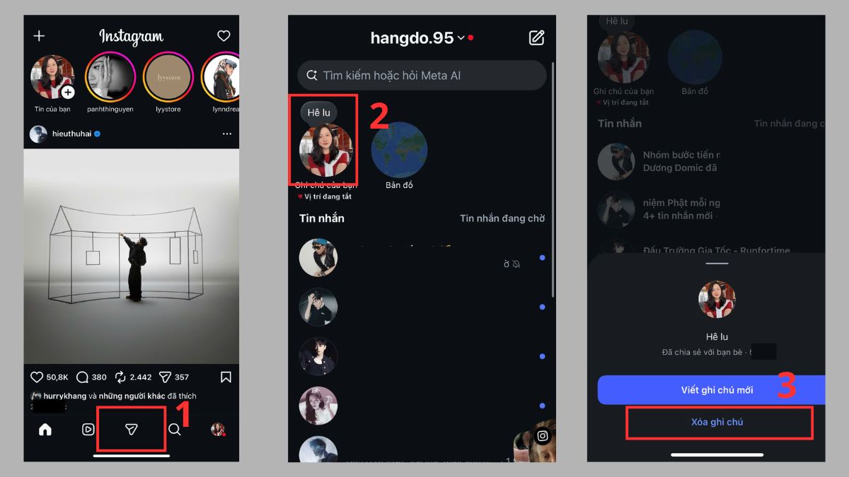 Cách xóa ghi chú trên Instagram 