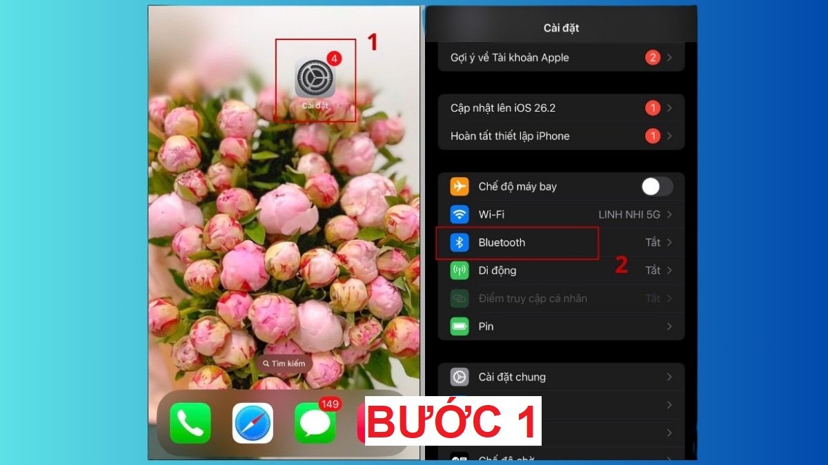 Kết nối điện thoại với loa bluetooth mini - bước 1