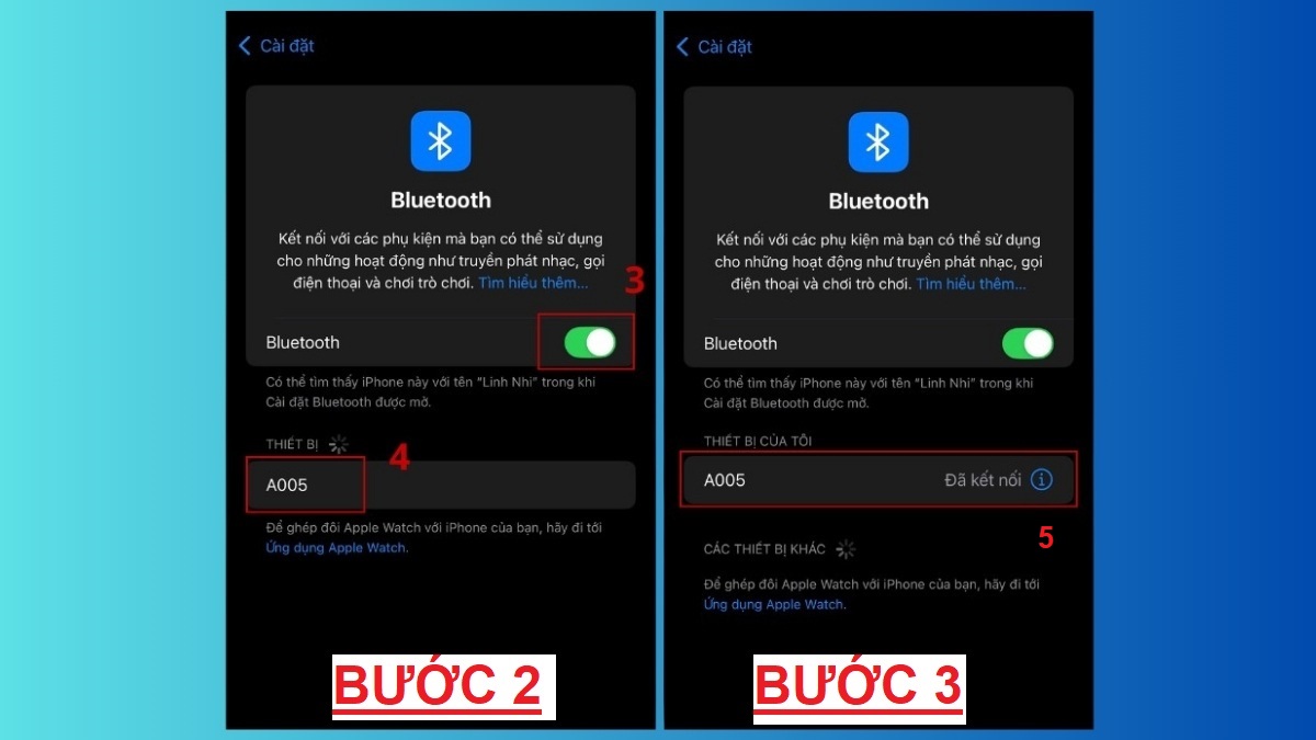 Kết nối điện thoại với loa bluetooth mini - bước 2,3