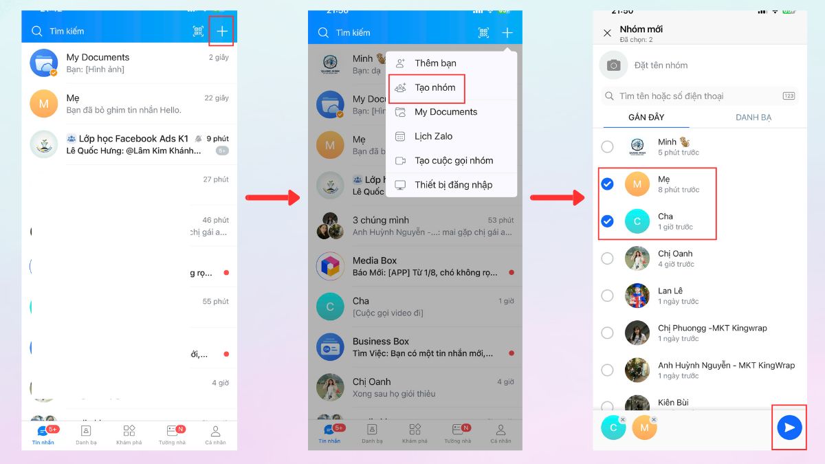 cách sử dụng Zalo - tạo nhóm chat