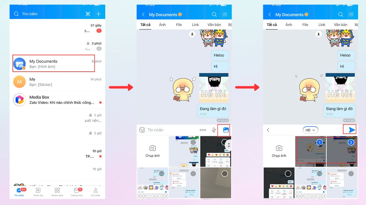 cách sử dụng Zalo - gửi ảnh, video và file đính kèm