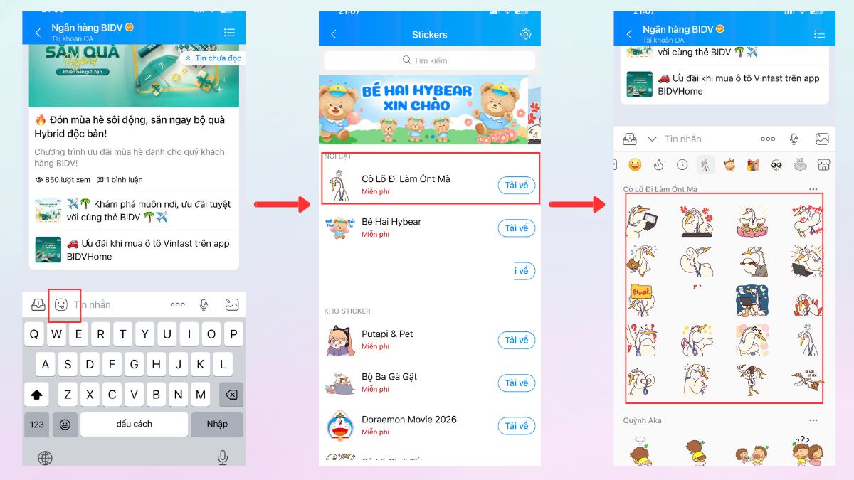 cách sử dụng Zalo - Sử dụng kho sticker đa dạng