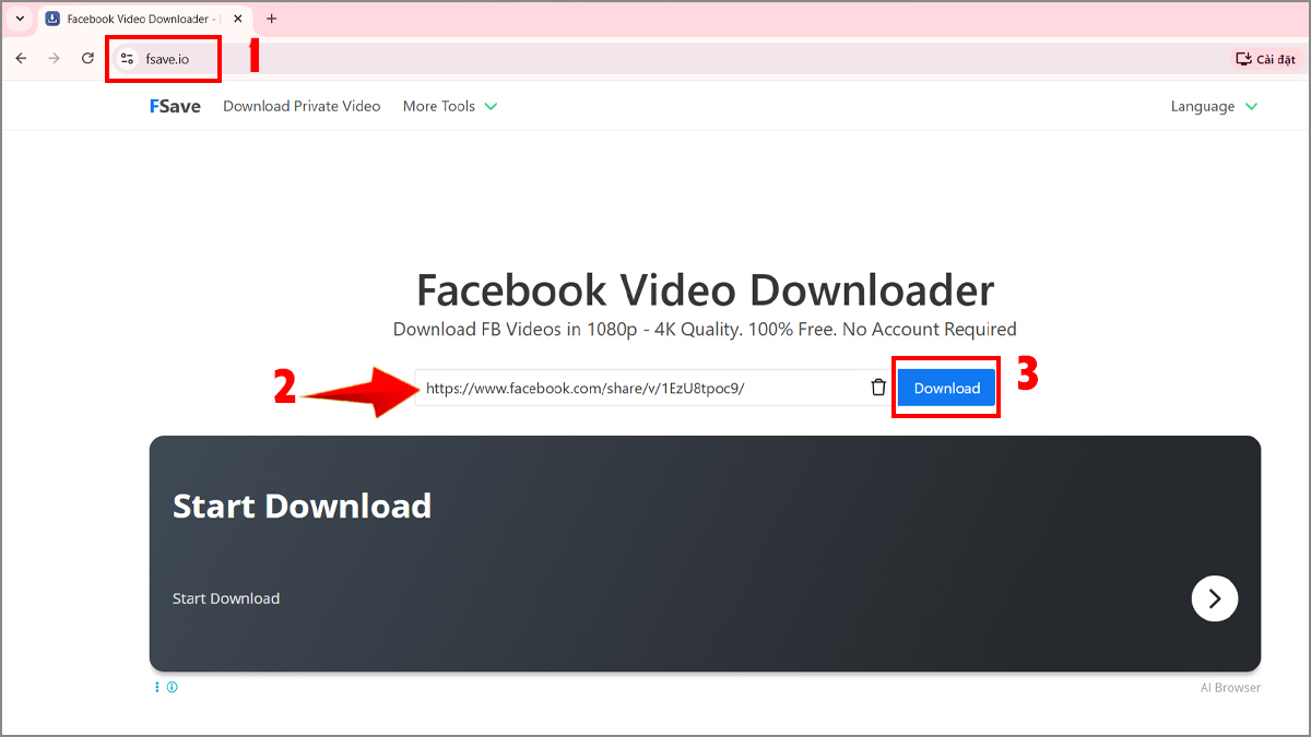 Download video Facebook trên máy tính bằng Fsave