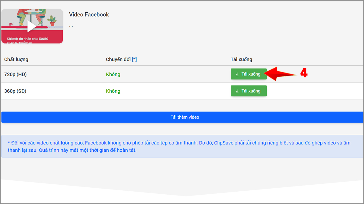 Download video Facebook trên máy tính bằng ClipSave - bước 4