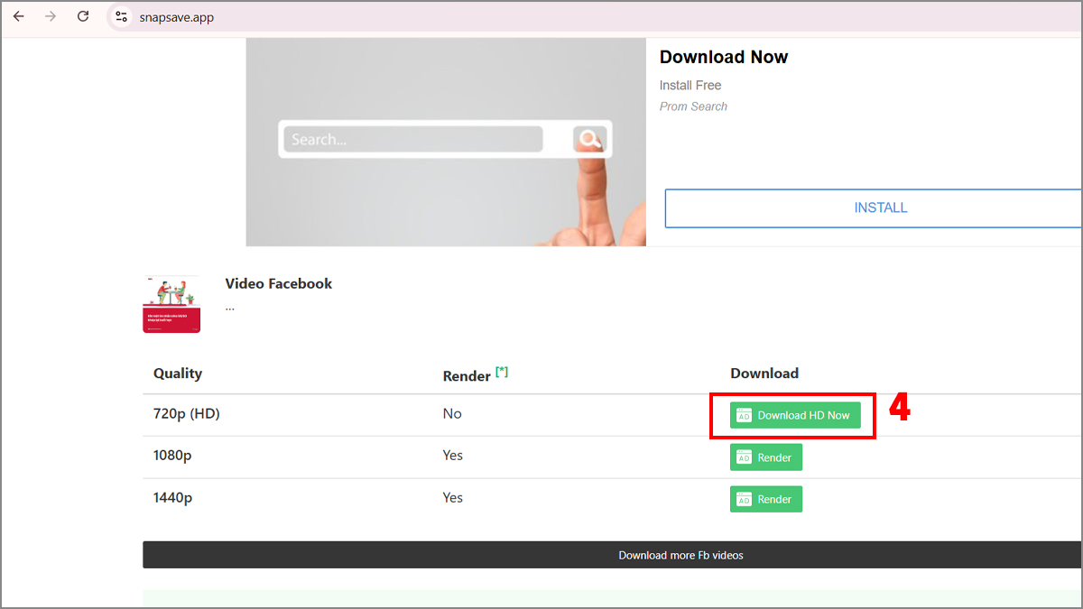 Download video Facebook trên máy tính bằng SnapSave - bước 4