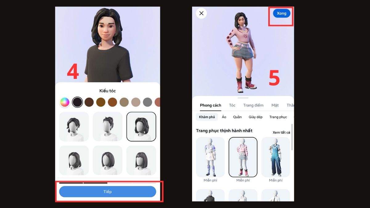 cách tạo avatar trên app Facebook - bước 4,5