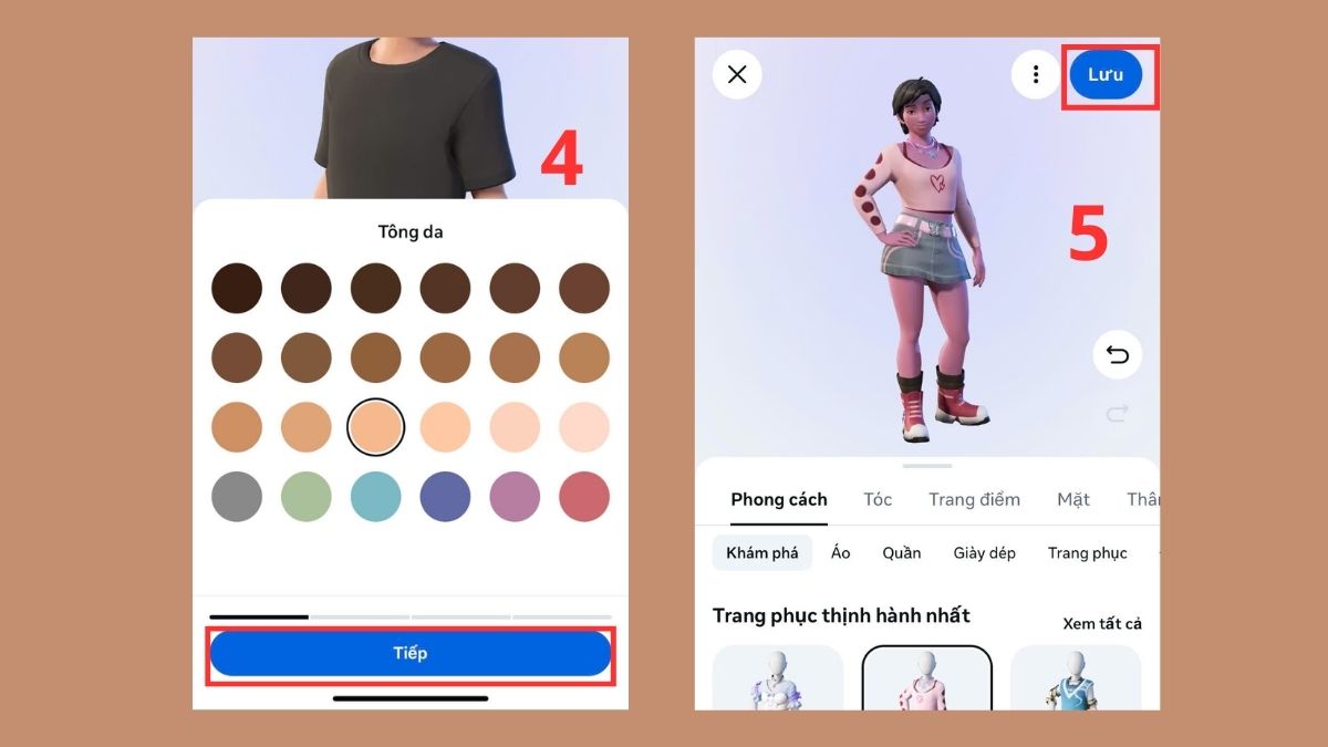 cách tạo avatar Facebook trên Messenger - bước 4,5