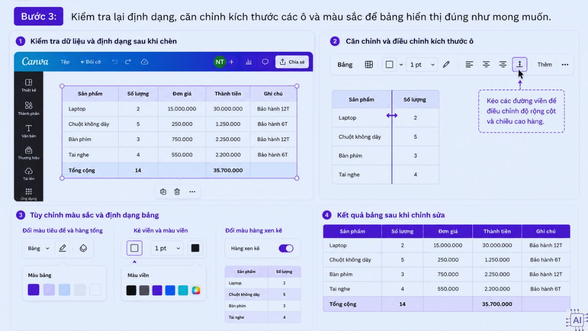 Cách chèn bảng từ Excel vào Canva - bước 3