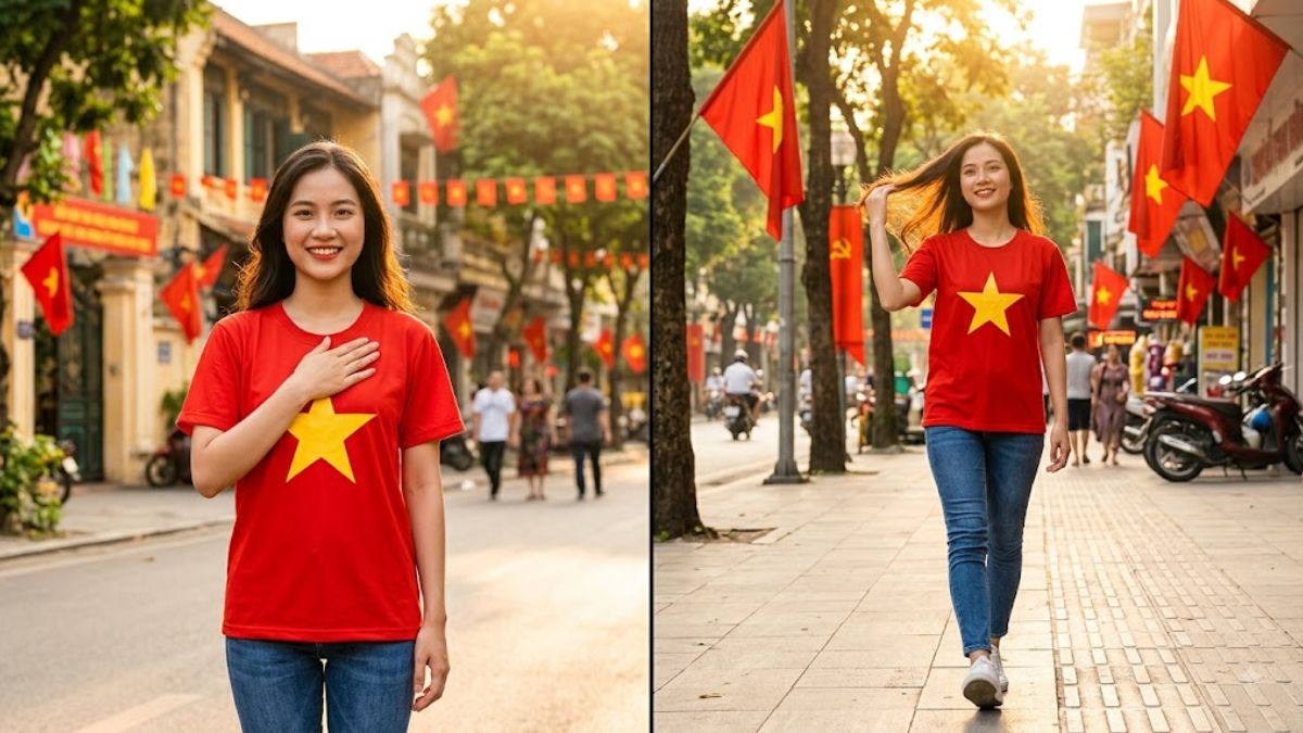 cách tạo dáng chụp ảnh 2 9 đẹp Tạo dáng chụp ảnh áo cờ đỏ sao vàng cá nhân