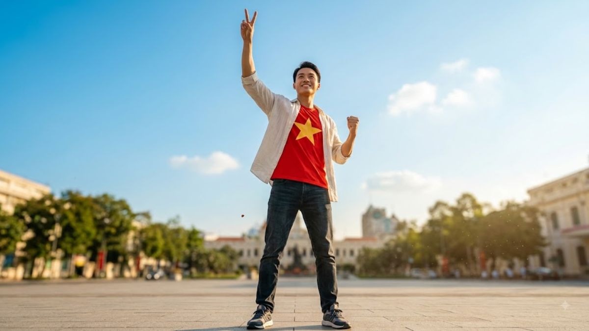 Cách tạo dáng chụp hình 2/9 với áo Quốc kỳ