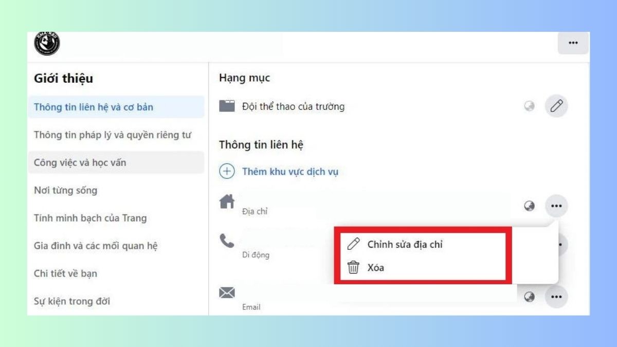 Cách chỉnh sửa hoặc xóa địa chỉ trên Facebook - bước 2