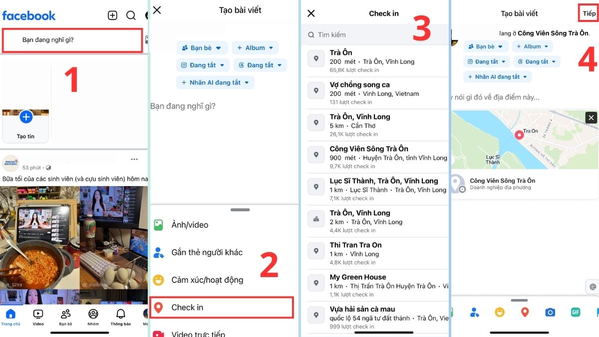 Cách thêm địa chỉ check-in trên trang cá nhân Facebook bằng điện thoại