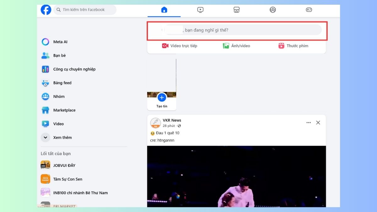 Cách thêm địa chỉ check-in trên trang cá nhân Facebook bằng máy tính - bước 2