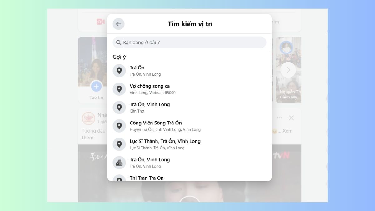 Cách thêm địa chỉ check-in trên trang cá nhân Facebook bằng máy tính - bước 3