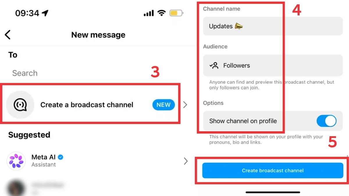 Cách tạo kênh thông báo trên Instagram từng bước chi tiết - bước 3,4,5