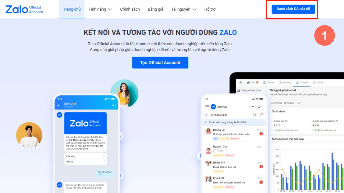 Hướng dẫn tạo mã QR Zalo OA - bước 1