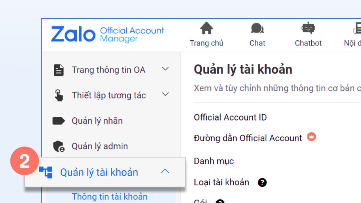 Hướng dẫn tạo mã QR Zalo OA - bước 2