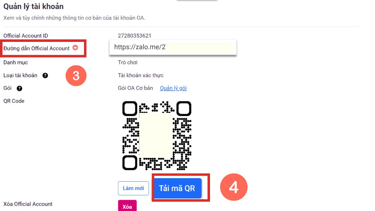Hướng dẫn tạo mã QR Zalo OA - bước 3